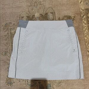 Athleta Gray and White Striped Mini Skirt
